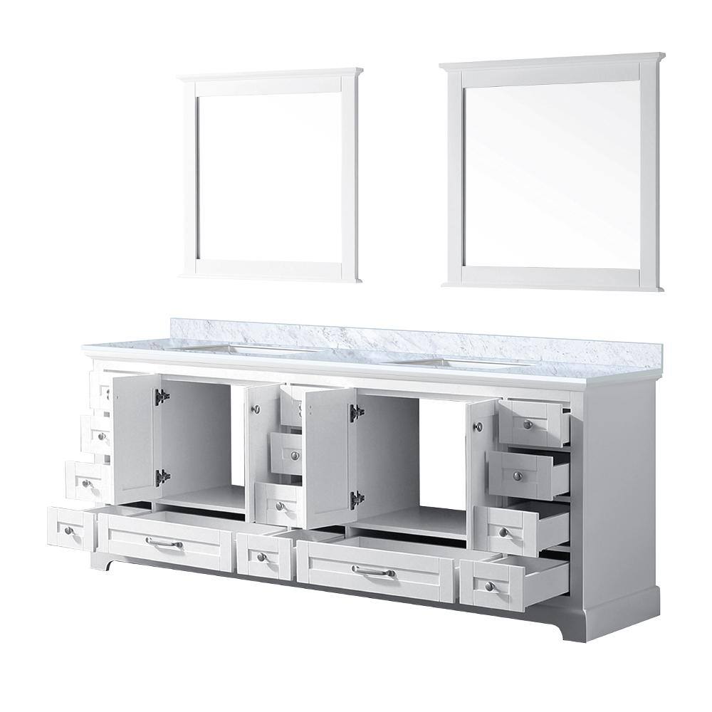 Dukes Classic White 84" Double Vanity with Carrara Marble Top