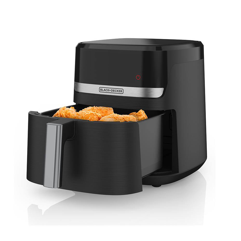 Black 6-Quart Electric Air Fryer with Stainless Steel Touch Control
