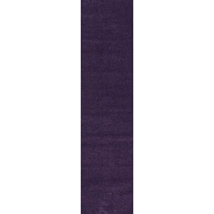 Haze Solid Low-Pile Purple 2 ft. x 16 ft. Runner Rug