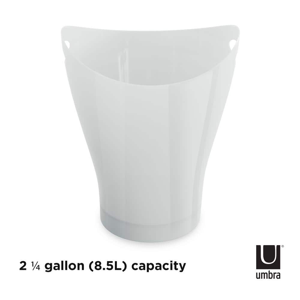 Metallic White 13" Contemporary Plastic Wastebasket