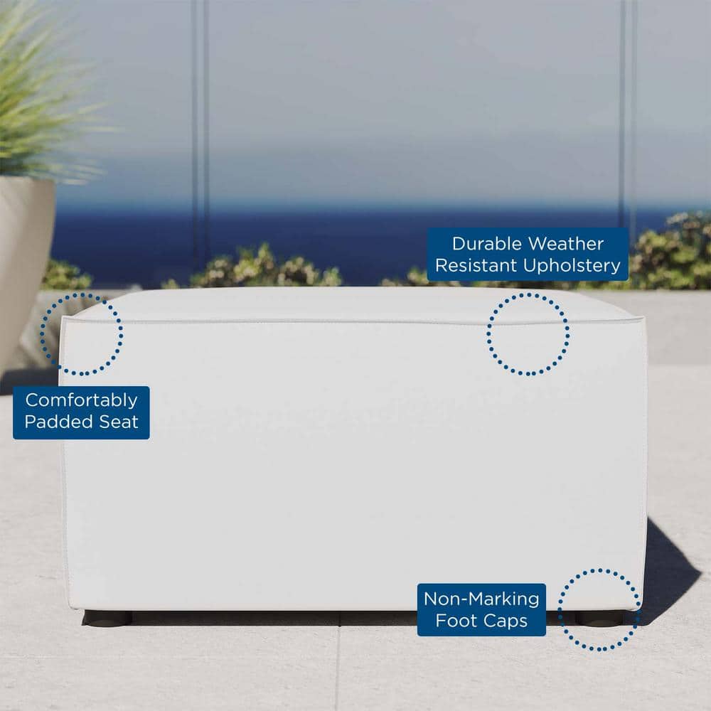 White Aluminum Outdoor Upholstered Ottoman