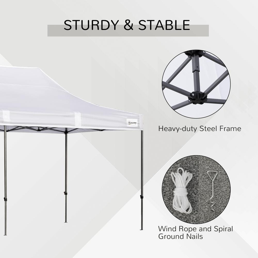 White Adjustable Height Pop-Up Canopy Tent with Sidewalls
