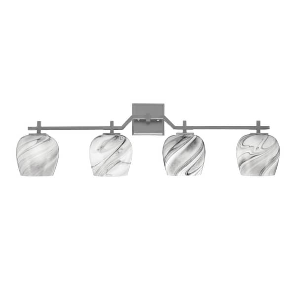 Unbranded Bridgewater 36 in. 4 Light Vanity Light Graphite with 6 in. Onyx Swirl Glass Shades, No Bulbs Included