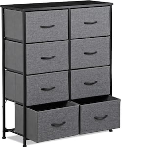 31.49 in. W x 38.77 in. H x 11.8 in. D Grey Fabric 8-Drawer Storage Dresser with Wooden Top