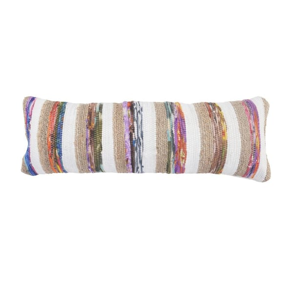 Unbranded Lucia Multi-Color Natural Jute Striped Soft Poly-Fill 14 in. x 36 in. Indoor Throw Pillow