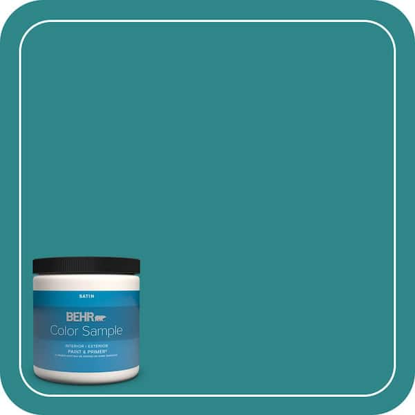 BEHR PREMIUM PLUS 8 oz. #M460-6 Thai Teal Satin Enamel Interior/Exterior Paint & Primer Color Sample