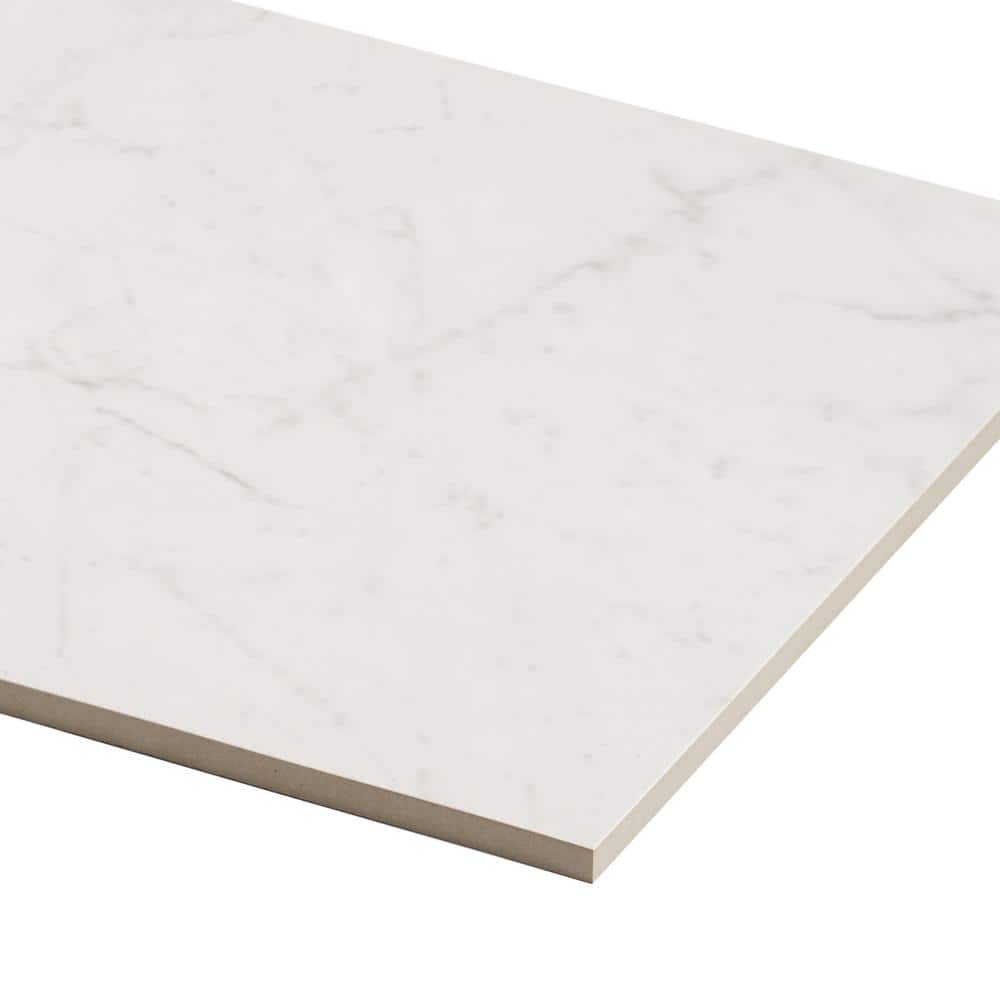 Saroshi Carrara Giola 12" x 24" Polished Marble Look Porcelain Tile
