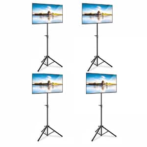 Foldable Adjustable Height Steel Tripod Flatscreen TV Stand, Black (4 Pack)
