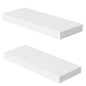 23.6 in. W x 9 in. D White Floating Decorative Wall Shelf Set of 2