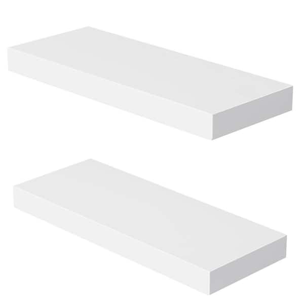 Unbranded 23.6 in. W x 9 in. D White Floating Decorative Wall Shelf Set of 2