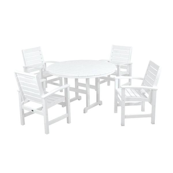 POLYWOOD Signature White 5-Piece Plastic Outdoor Patio Dining Set