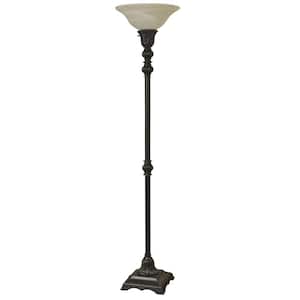 73 in. Madison Bronze Floor Lamp with White Glass Shade