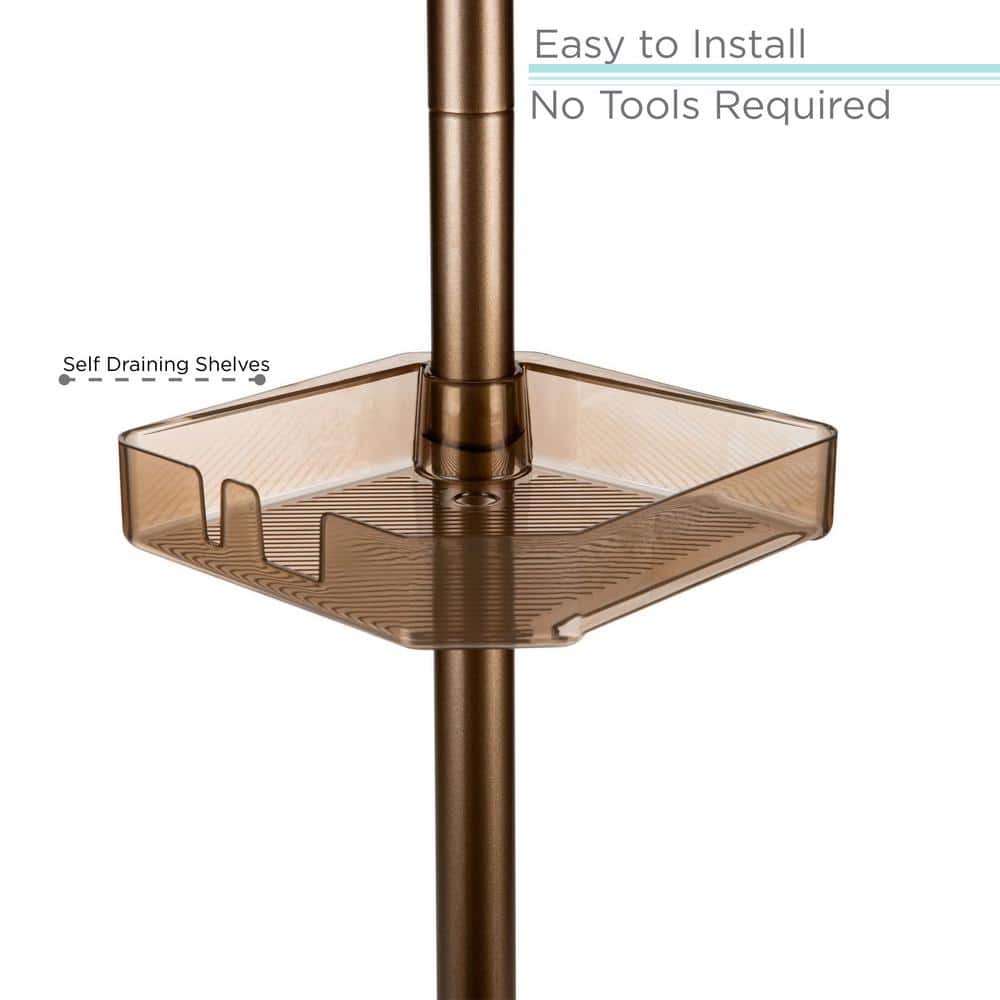 Bronze 4-Tier Adjustable Tension Corner Shower Caddy