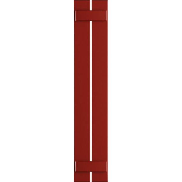 Ekena Millwork 11-1/4 in. x 35 in. True Fit PVC 2 Board Spaced Board and Batten Shutters Pair in Fire Red