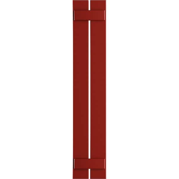 Ekena Millwork 11-1/4 in. x 51 in. True Fit PVC 2 Board Spaced Board and Batten Shutters Pair in Fire Red