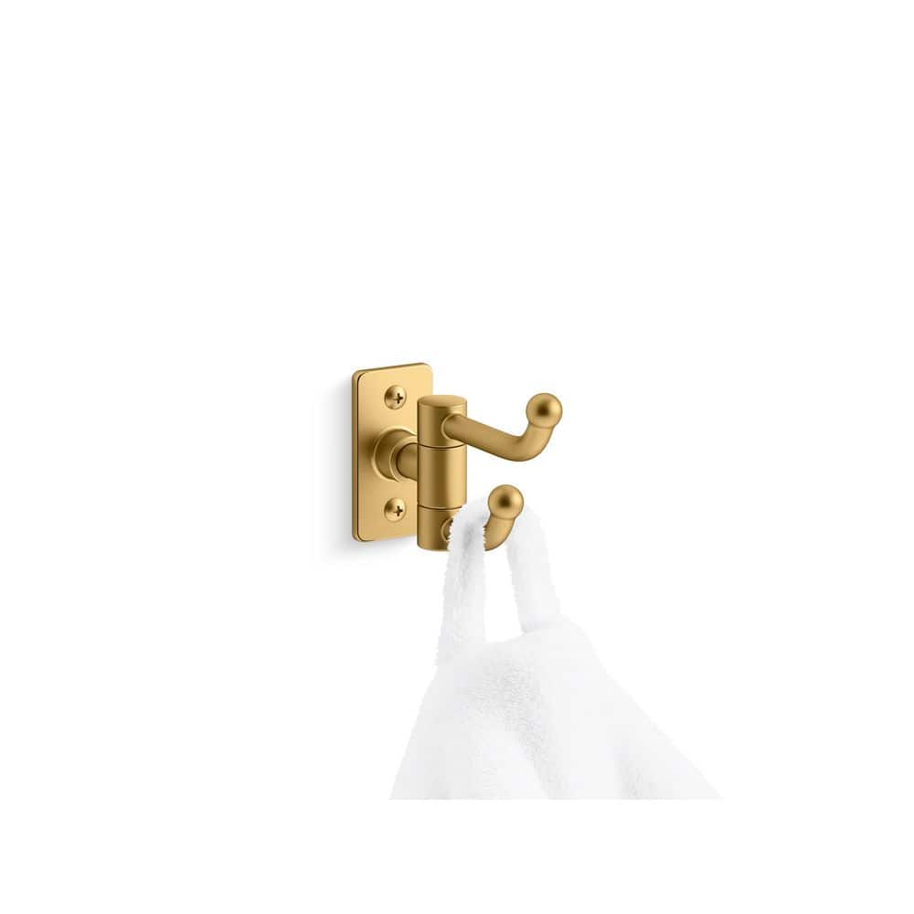 Vibrant Brushed Moderne Brass Double Robe Hook