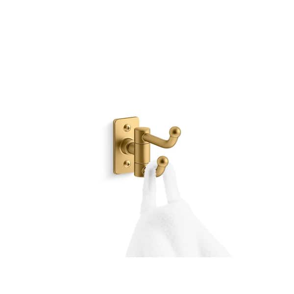 KOHLER Riff J-Hook Double Robe/Towel Hook in Vibrant Brushed Moderne Brass