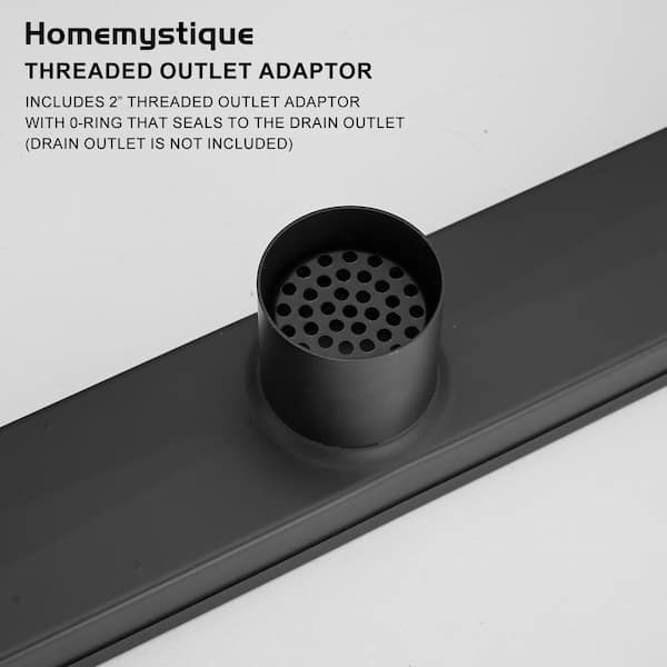 32 in. Stainless Steel Linear Shower Drain with Removable Slot Grate, Matte Black