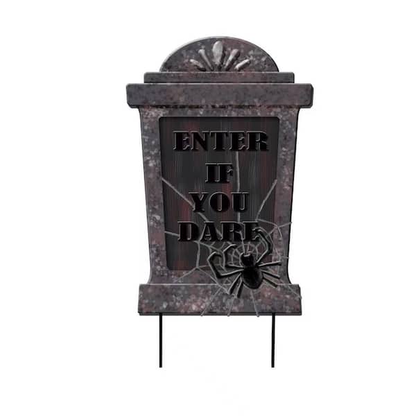 24 in. Enter If You Dare Metal Tombstone