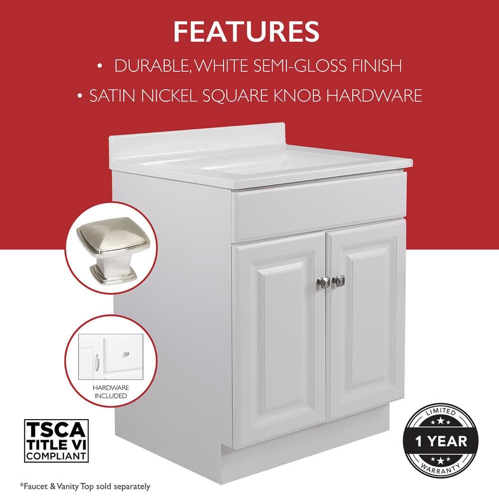 Wyndham 24" White MDF Freestanding Bathroom Vanity Cabinet