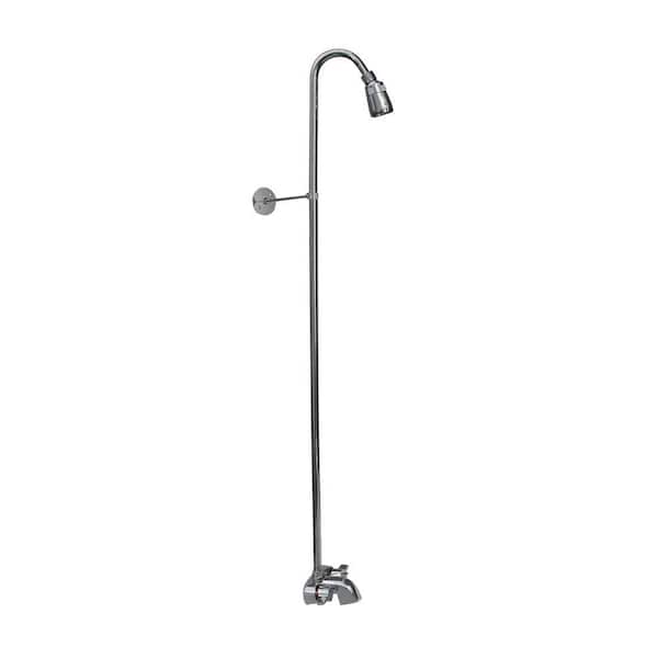 Pegasus 2-Handle Claw Foot Tub Faucet without Hand Shower with Riser and Plastic Showerhead in Polished Chrome