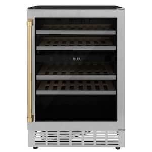 Monument Autograph Edition 24 in. Dual Zone 44-Bottle Wine Cooler with Champagne Bronze Handle in Stainless Steel