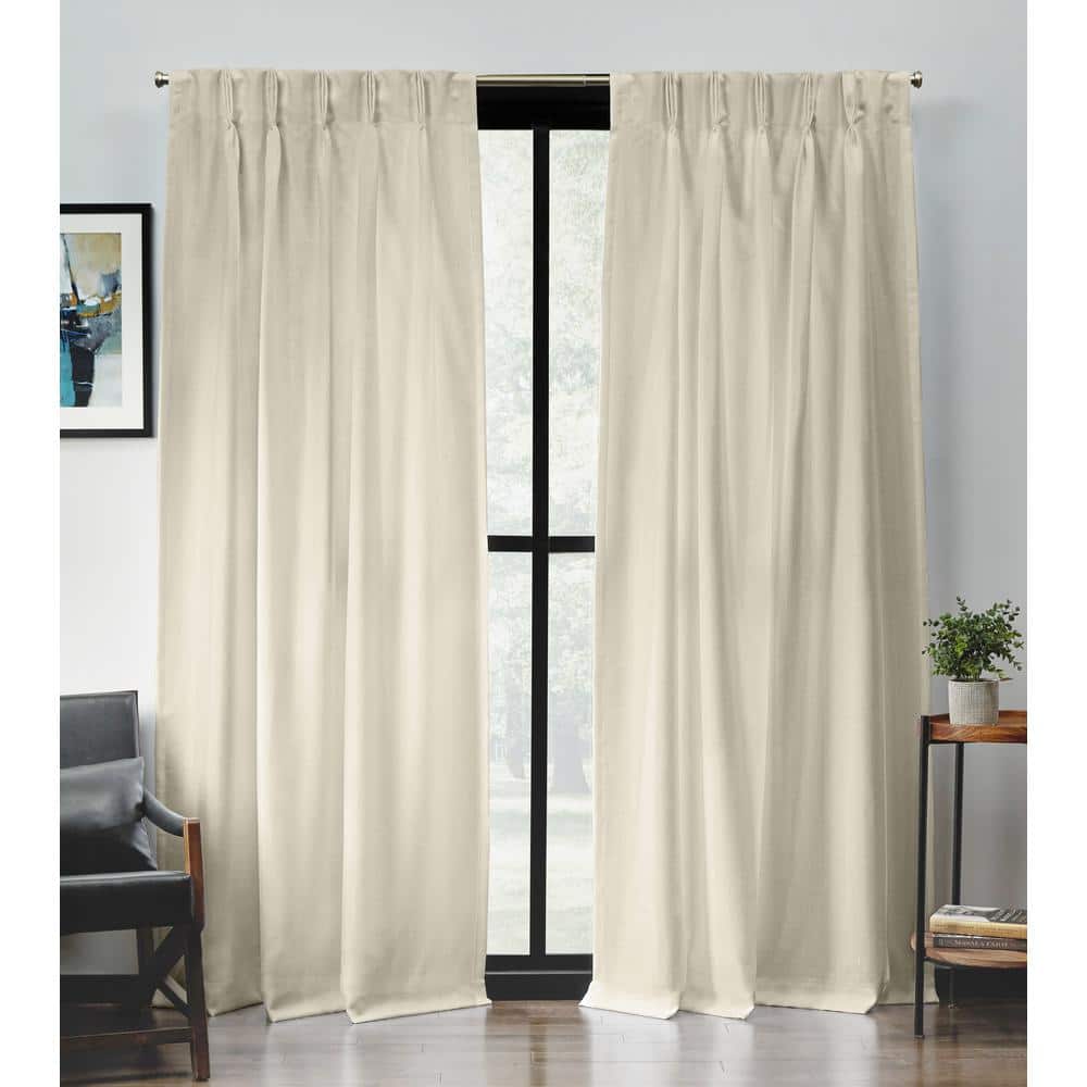 Loha Natural Solid Light Filtering Triple Pinch Pleat / Hidden Tab Curtain,