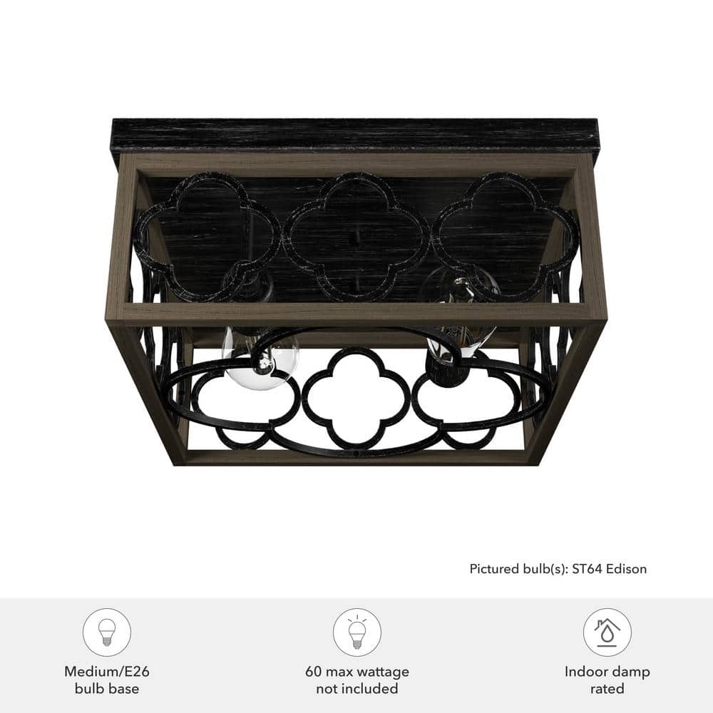 Gablecrest 14" French Oak Aluminum Flush Mount Light