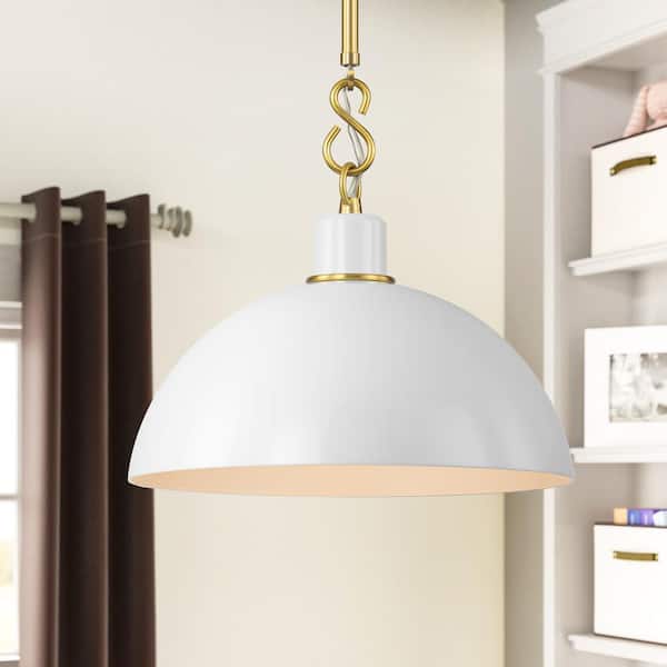 Rennnsan Doreen 1-Light Aged Brass with White Dome Pendant Light