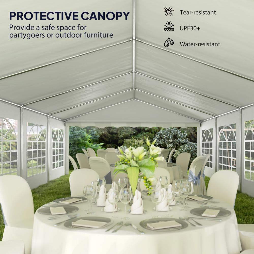 White Heavy Duty Outdoor Canopy Tent with Removable Sidewalls