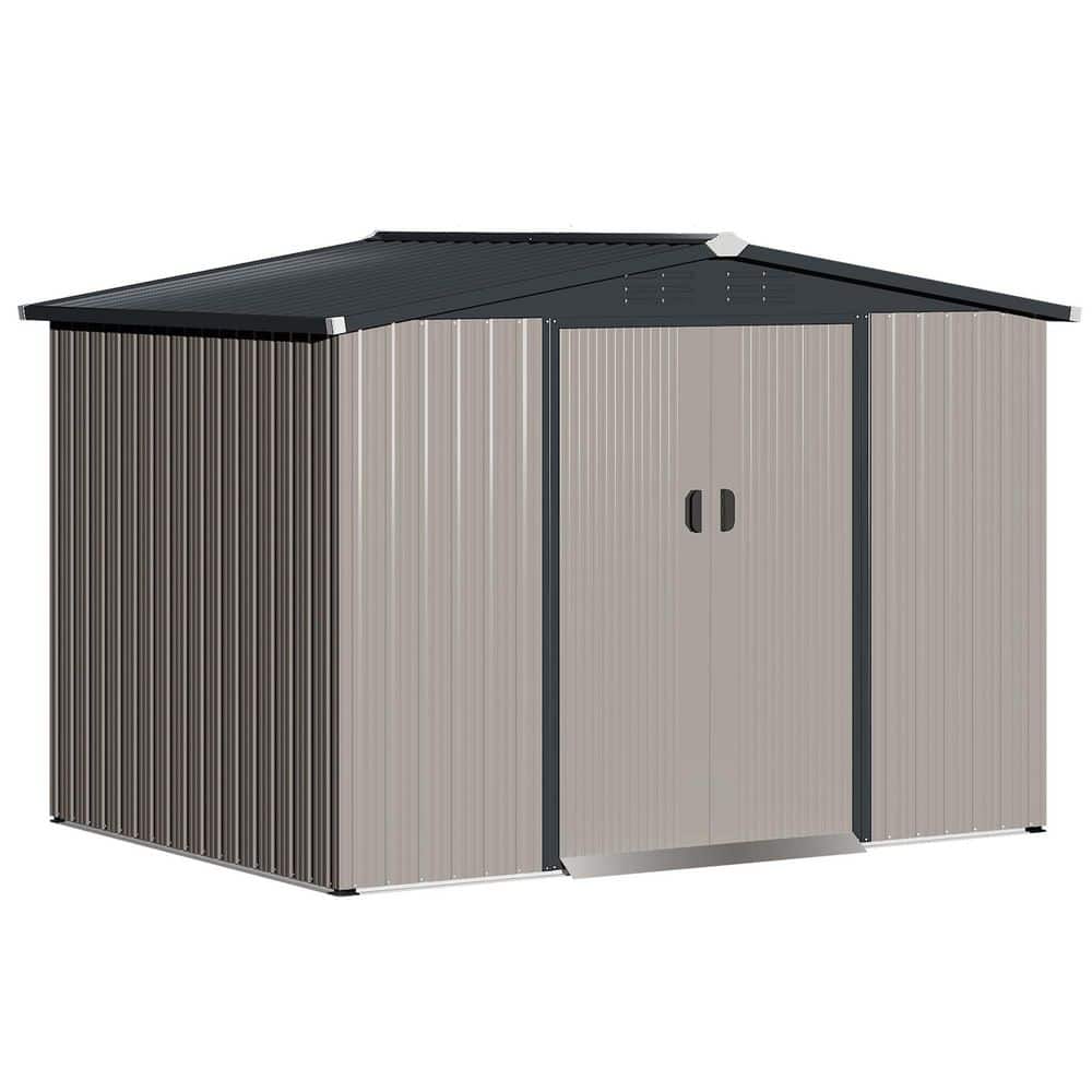 Zeus & Ruta 8 ft. W x 6 ft. D Metal Storage Shed with 2-Doors for