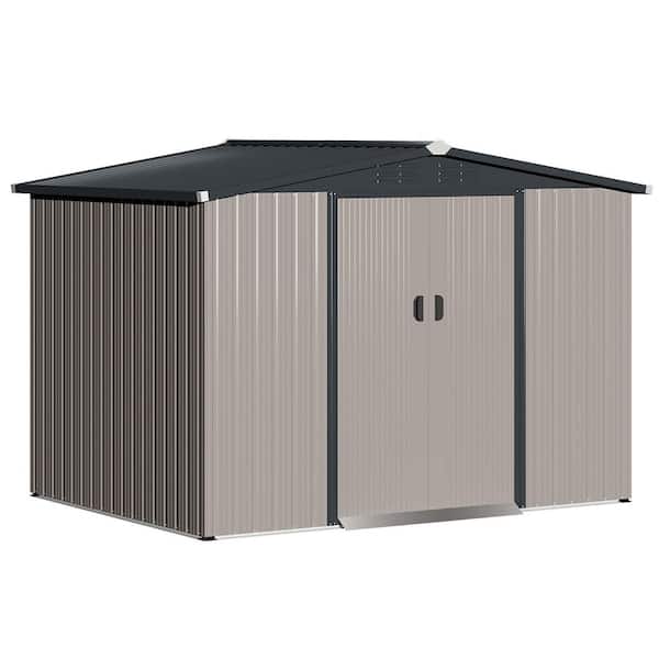 Zeus & Ruta 7.8 ft. W x 3.8 ft. D Metal Storage Shed with 3-Doors