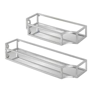 Ciel 6 in. x 18 in. x 3 in. Silver Metal Floating Decorative Wall Shelf Without Brackets