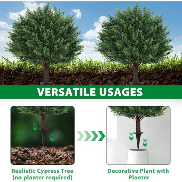 Artificial Cypress Topiary Tree With Ground Spike, Set Of 2 Artificial