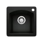 DIAMOND SILGRANIT Black Granite Composite 15 in. 1-Hole Drop-In/Undermount Bar Sink in Coal Black