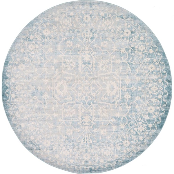 New Classical Olympia Blue 8' 0 x 8' 0 Round Rug