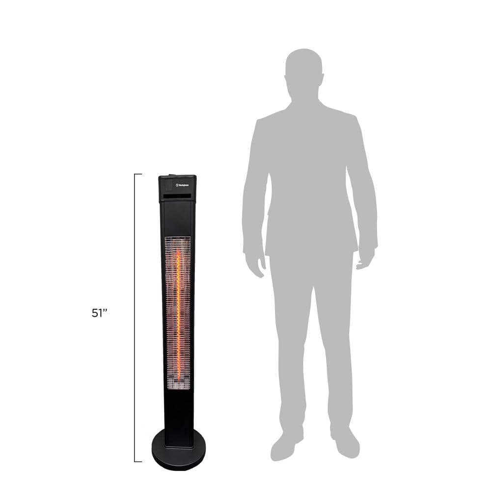 Black Freestanding Infrared Electric Outdoor Heater with Emergency Shut Off