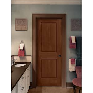 28 in. x 80 in. Cambridge Hazelnut Stain Left-Hand Solid Core Molded Composite MDF Single Prehung Interior Door