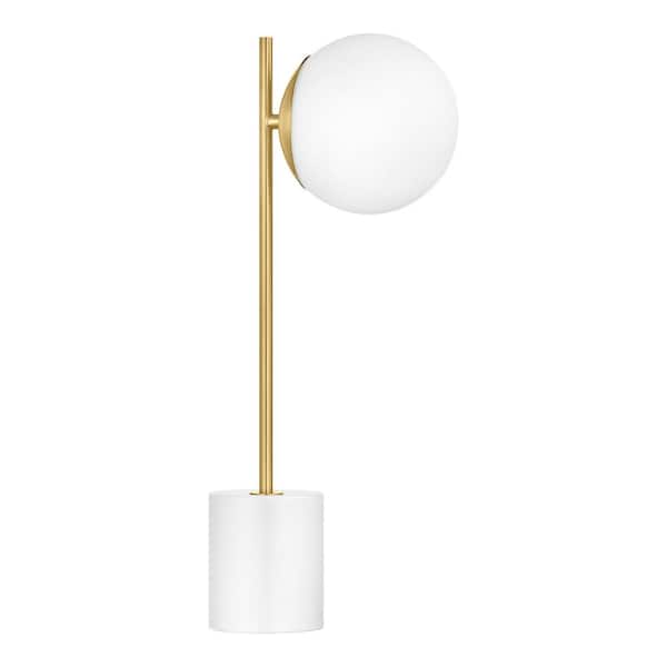 Hampton Bay Valdosta 20 in. White LED Base Table Lamp with Opal Glass Shade