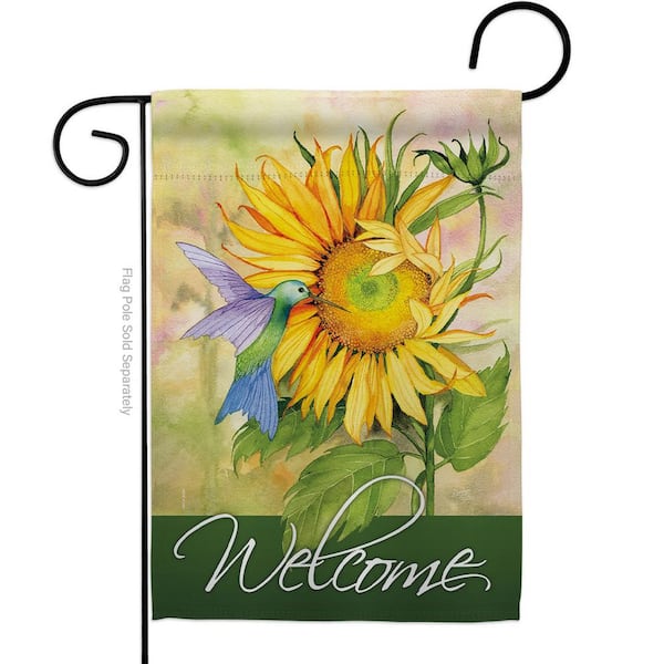 13 in. x 18.5 in. Sunflower with Hummingbird Floral Garden Flag 2-Sided  Spring Decorative Vertical Flags