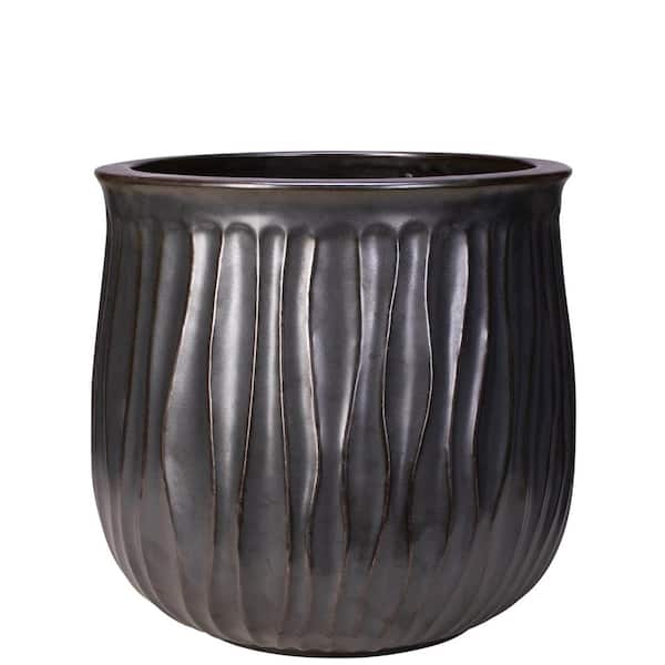 Unbranded 11 in. x 10 in. Riverside Decorative Ceramic Planter -Gunmetal