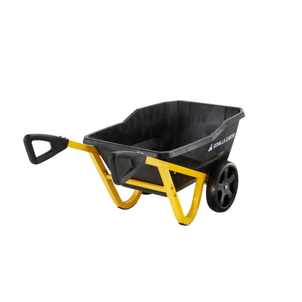 Black and Yellow Poly Yard Cart with Powder-Coated Steel Handles