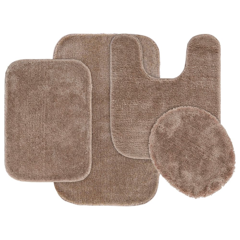 Traditional Taupe Beige 4 Piece Nylon Washable Bathroom Rug Set price history on PriceWatchPro