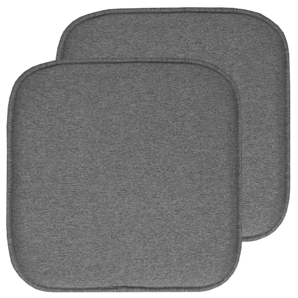 Sweet Home Collection Charlotte Jacquard Square Memory Foam 16 in.x16 in. Non-Slip Back, Chair Cushion (2-Pack), Gray