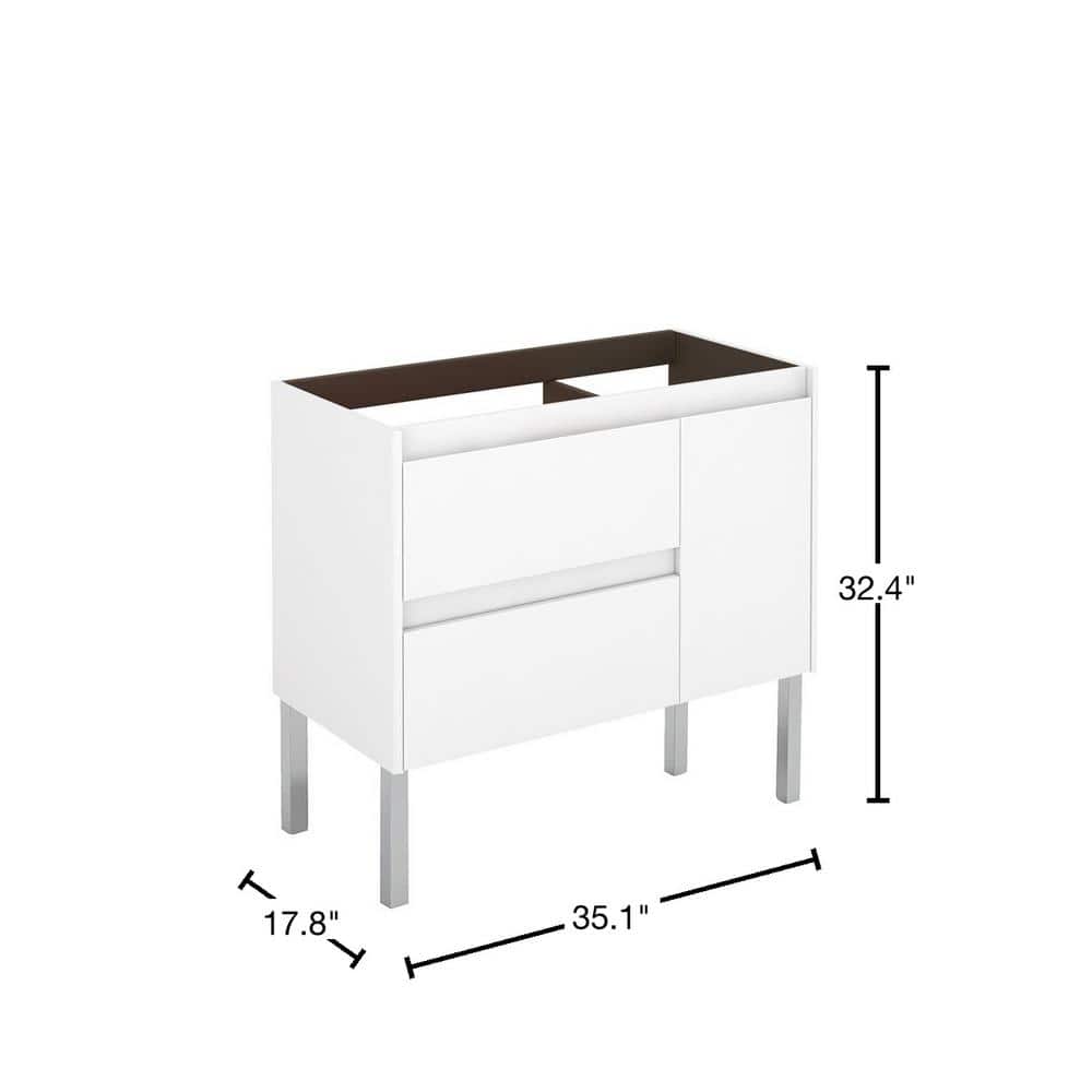 Ambra 35'' Glossy White Freestanding Bathroom Vanity Base