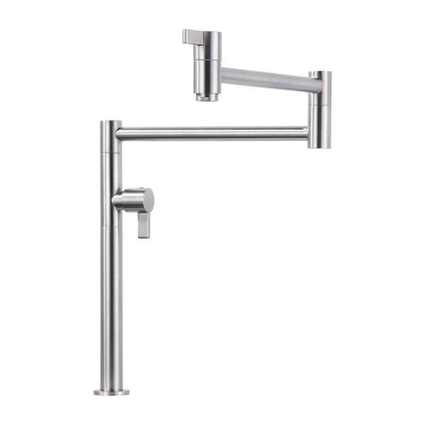 ALEASHA Deck Mounted Pot Filler with Double Joints in Brushed Nickel