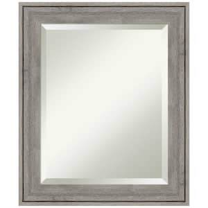 Regis Barnwood Grey 20.5 in. W x 24.5 in. H Wood Framed Beveled Wall Mirror in Gray