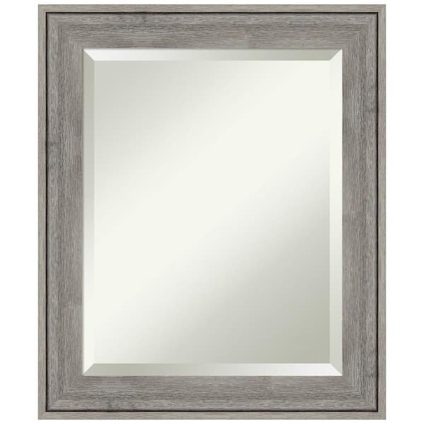 Amanti Art Regis Barnwood Grey 20.5 in. W x 24.5 in. H Wood Framed Beveled Wall Mirror in Gray