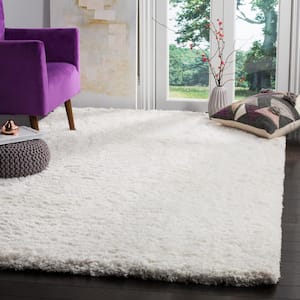 Florence Shag White 8 ft. x 10 ft. Solid Area Rug