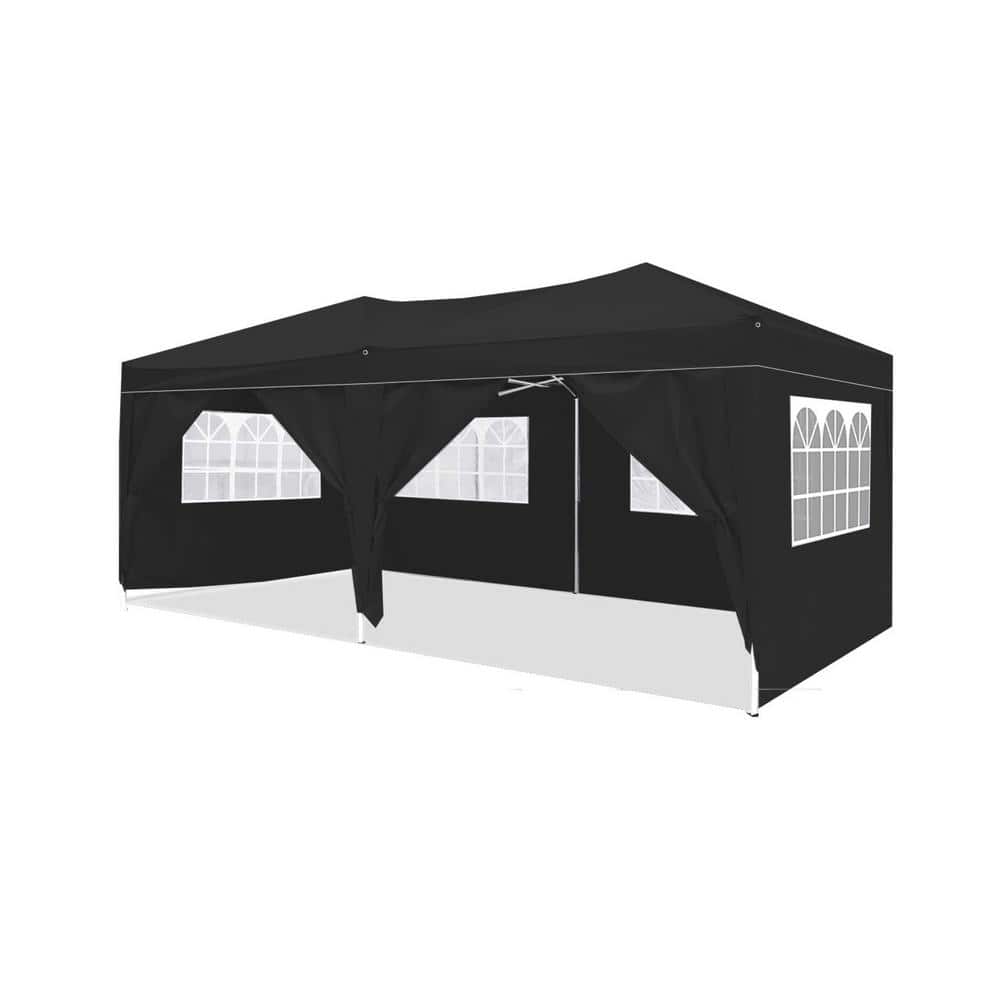 Tidoin 10 ft. x 20 ft. Black Canopy Outdoor Portable Gazebo